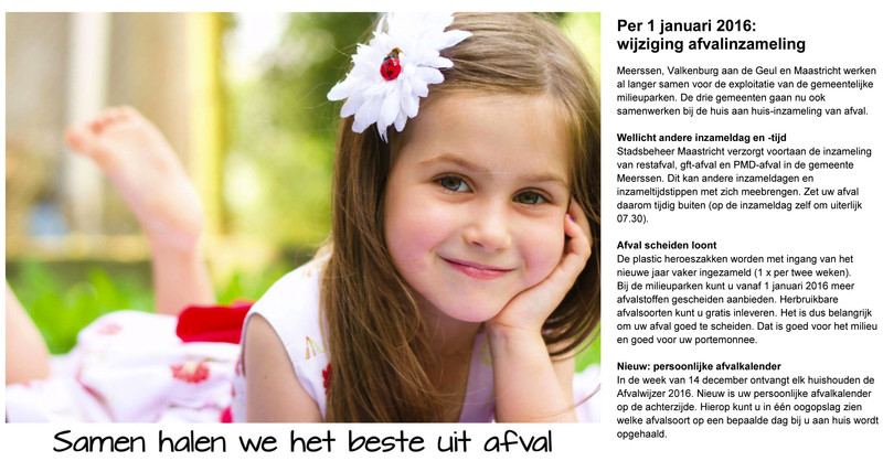 Advertentie wijziging afvalinzameling