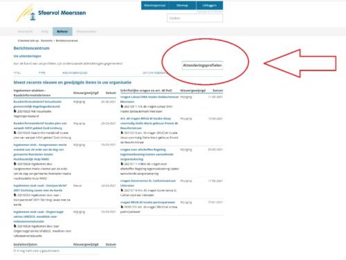 Attenderingsfunctie raadsstukken: zo ziet het scherm attenderingsprofielen er uit